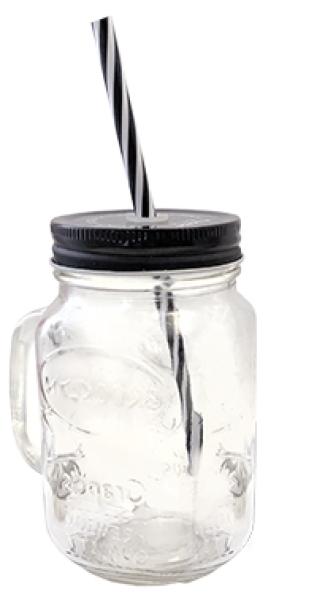 Brooklyn Relief Trinkkanne mit Metalldeckel und Trinkhalm ohne Eichung